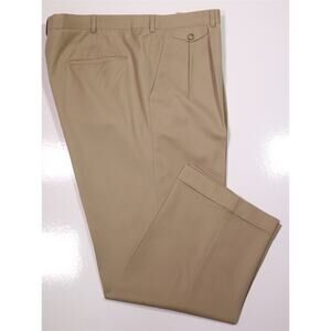 Ying Tai Ltd Bespoke Tailored VBC Wool Solid Tan Pleated Dress Pants 40x28